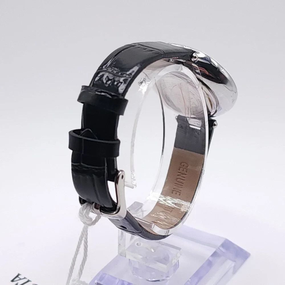 Invicta Celestial 70351 Womens Watch Silver Crystal Black Leather 30mm NEW